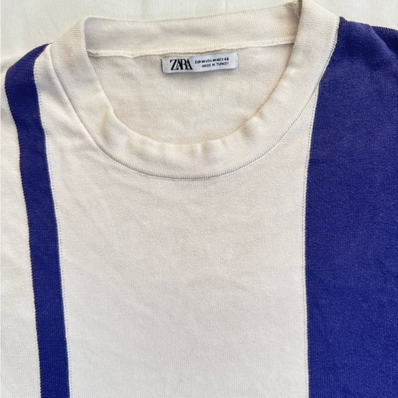 Zara White and Green Short Sleeve Tee with Colorblock Design - Picture 5 of 6